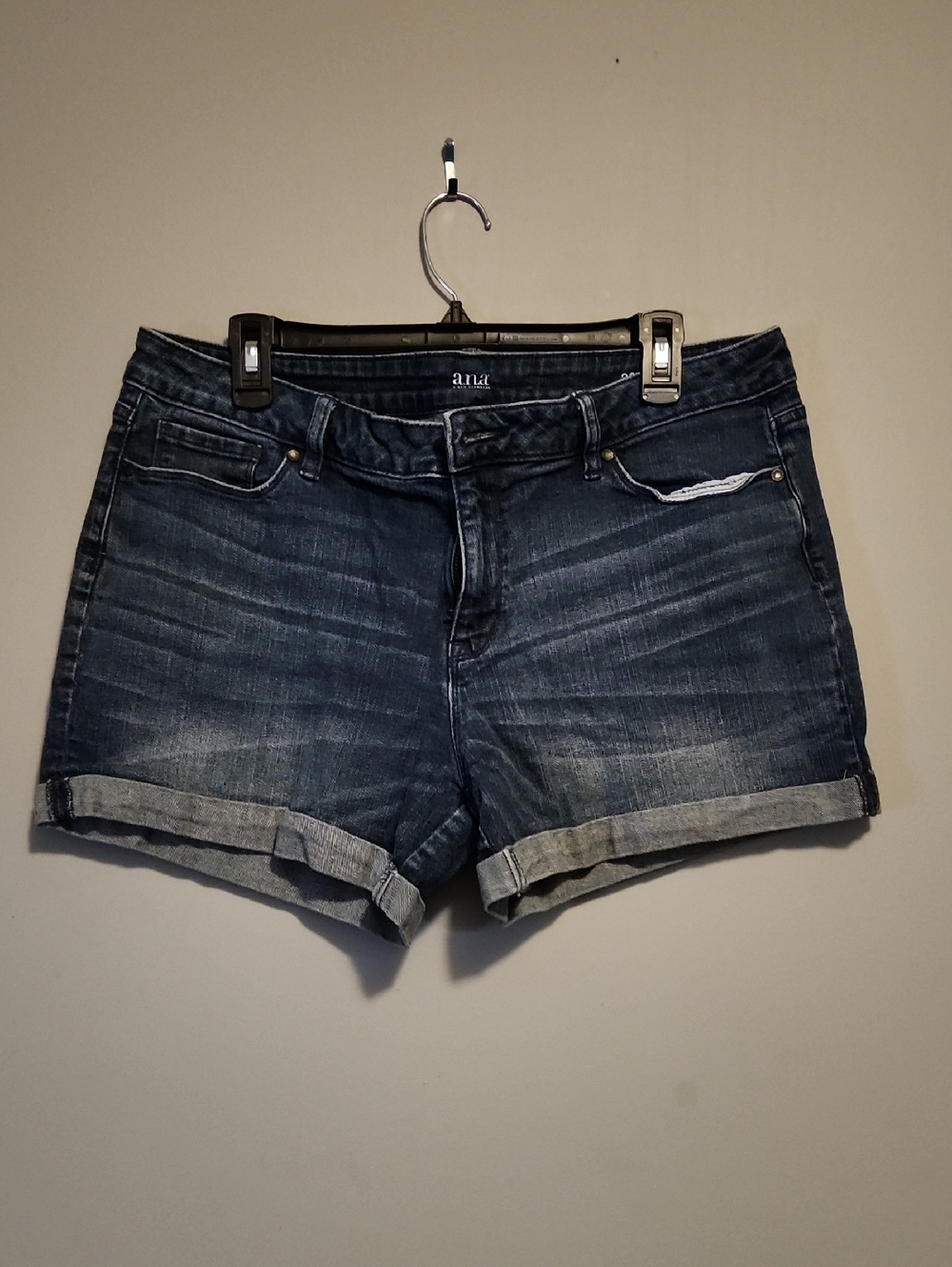 a.n.a Dark Blue Roll-Cuff Denim Shorts